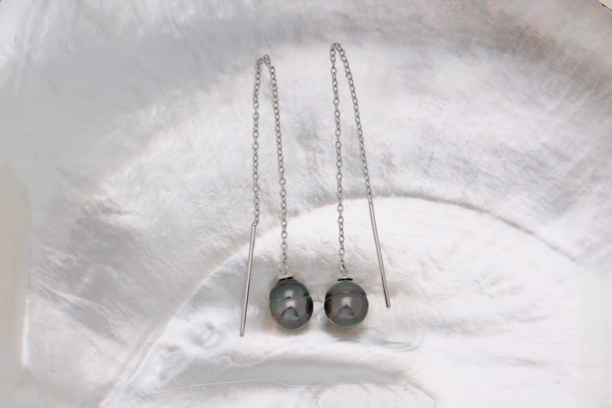 Boucles d’oreilles argent et perles cerclées (1)