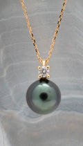 Pendentif or, diamant et perle ronde (4)
