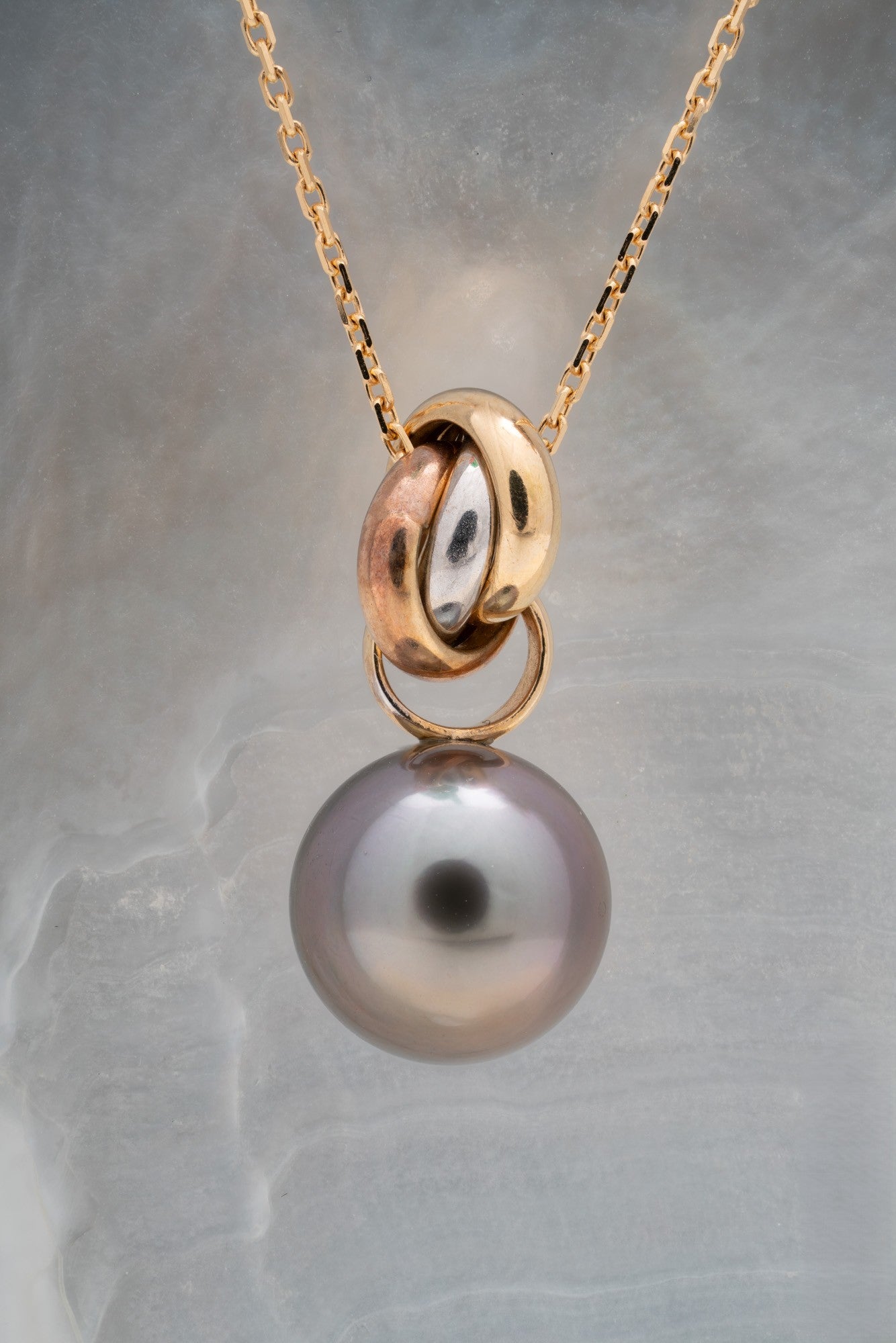 Pendentif 3 ors et perle ronde