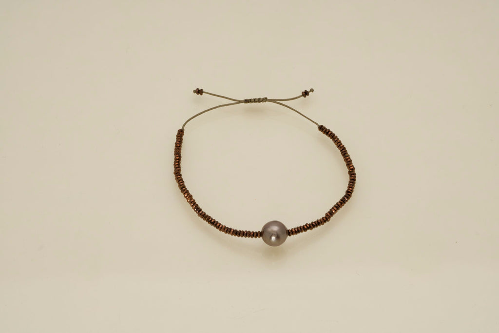 Bracelet perle baroque avec des hématites marron