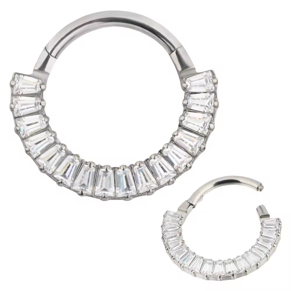 piercing anneau argenté/doré inca strass zircon
