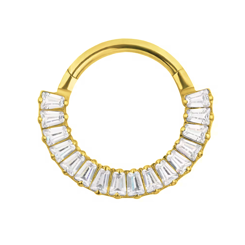 piercing anneau argenté/doré inca strass zircon