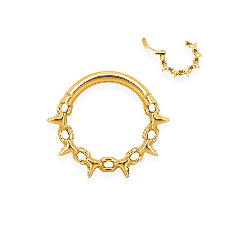 piercing anneau doré/argenté pointe spike effect  maillon