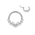 piercing anneau argenté/doré papillon plus strass zircon sur coté