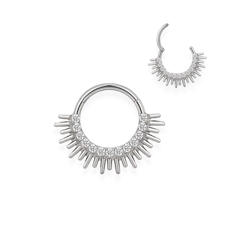 Piercing anneau doré/argenté strass zircon