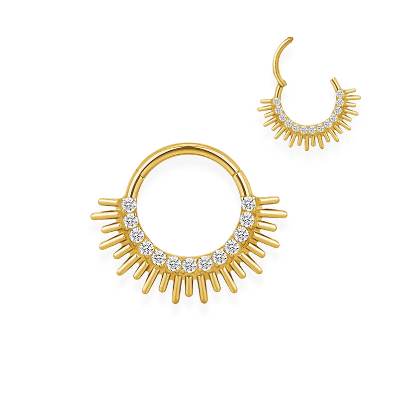 Piercing anneau doré/argenté strass zircon