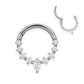 Piercing anneau argenté/doré petit et grand strass zircon