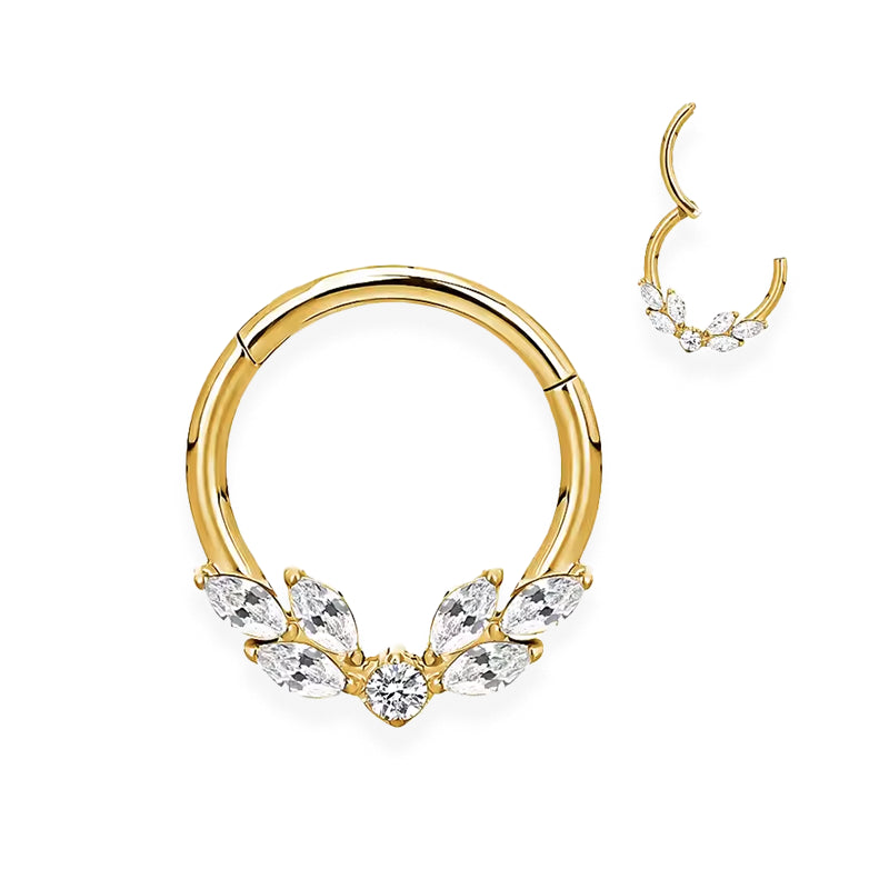 Piercing anneau doré/argenté strass zircon