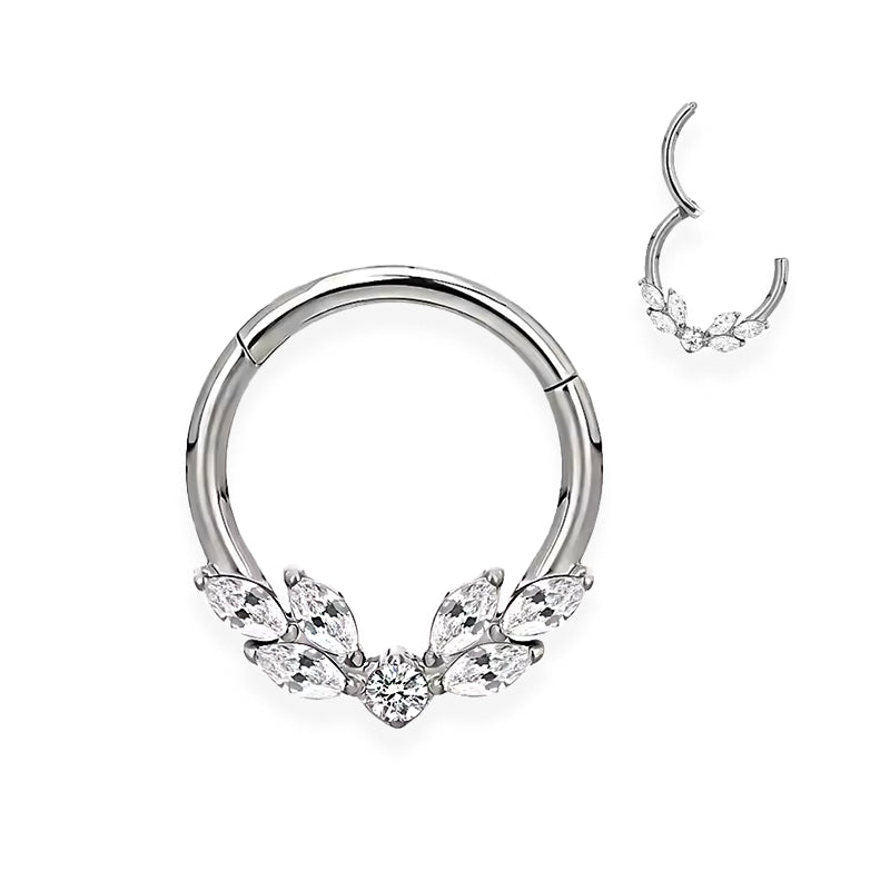 Piercing anneau doré/argenté strass zircon