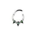 Anneaux titane trois zircon vert émeraude
