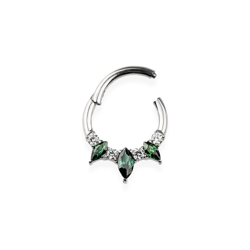 Anneaux titane trois zircon vert émeraude