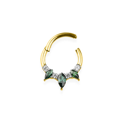 Anneaux titane trois zircon vert émeraude
