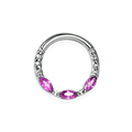 Anneau titane avec 3 petit zircon rose ou vert
