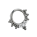 Piercing anneau argenté / doré avec boule et 7 strass zircon blanc