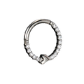 Piercing anneau argenté /doré avec cœur entouré de strass zircon blanc