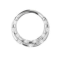 Piercing anneau argenté / doré avec gravure fleur et strass zircon blanc