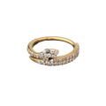 Piercing anneau argenté /doré serpent entouré de strass zircon blanc et yeux strass zircon noir