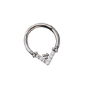 Piercing anneau argenté /doré à 6 boules avec pointe strass zircon blanc
