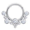 Piercing anneau argent / doré avec 6 strass zircon blanc