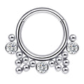 Piercing anneau argenté / doré avec boule et 3 strass zircon