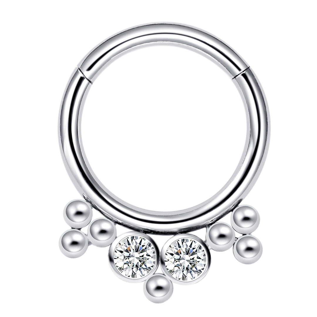 Piercing anneaux argenté / doré avec boule et strass zircon