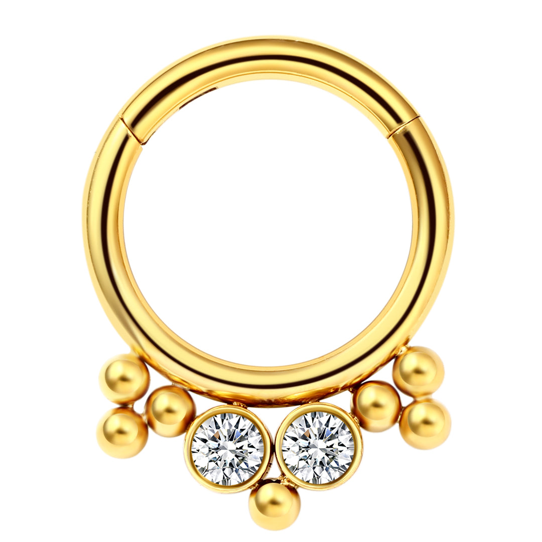 Piercing anneaux argenté / doré avec boule et strass zircon