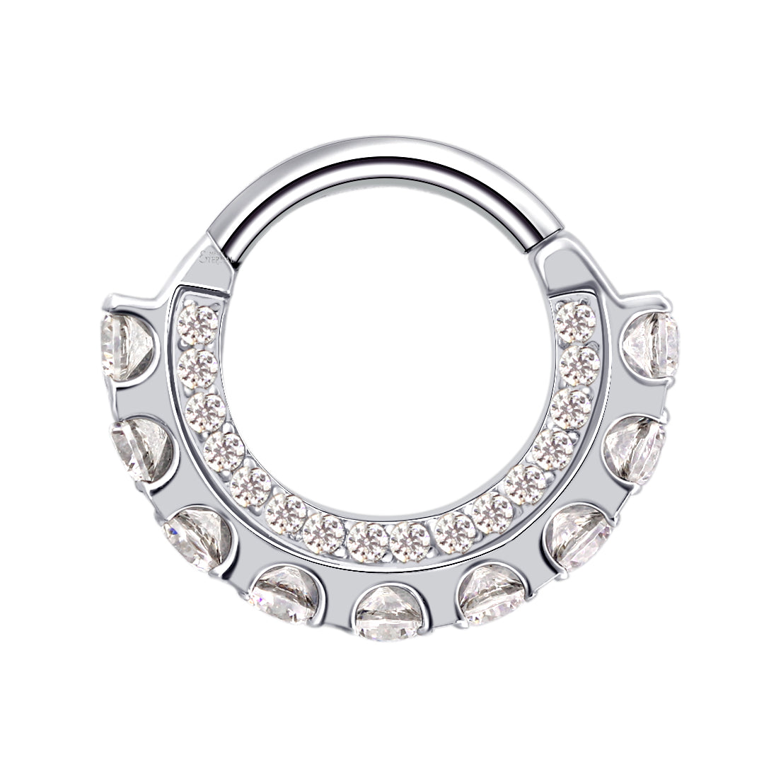 Piercing anneau argenté / doré avec strass zircon anneau intérieur et extérieur