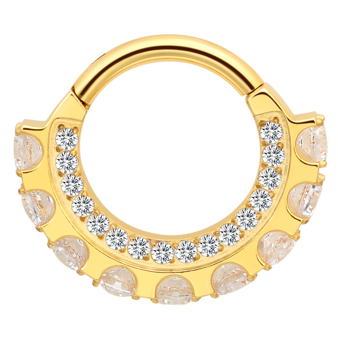 Piercing anneau argenté / doré avec strass zircon anneau intérieur et extérieur