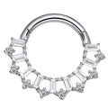 Piercing anneau argenté / doré avec strass zircon plat et rond