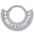 Piercing anneaux titane argenté/doré style inca full strass blanc