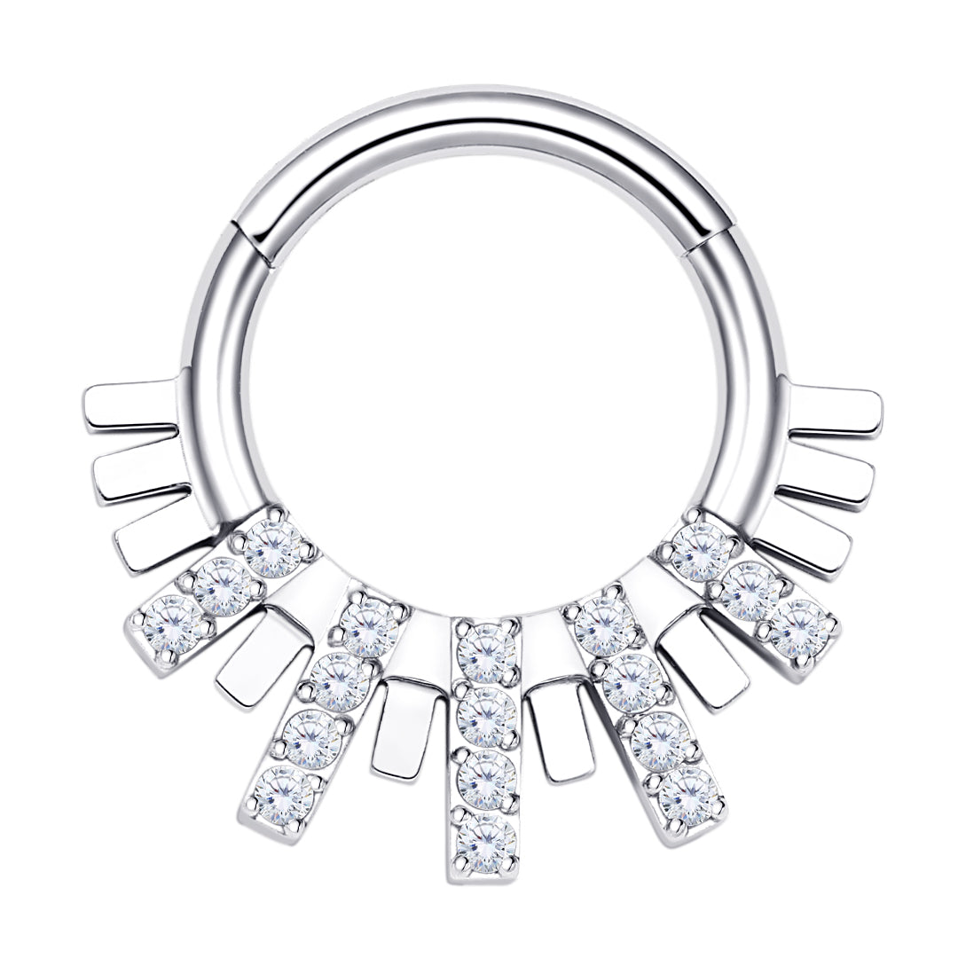 Piercing anneaux argenté / doré style inca avec 4 strass plat