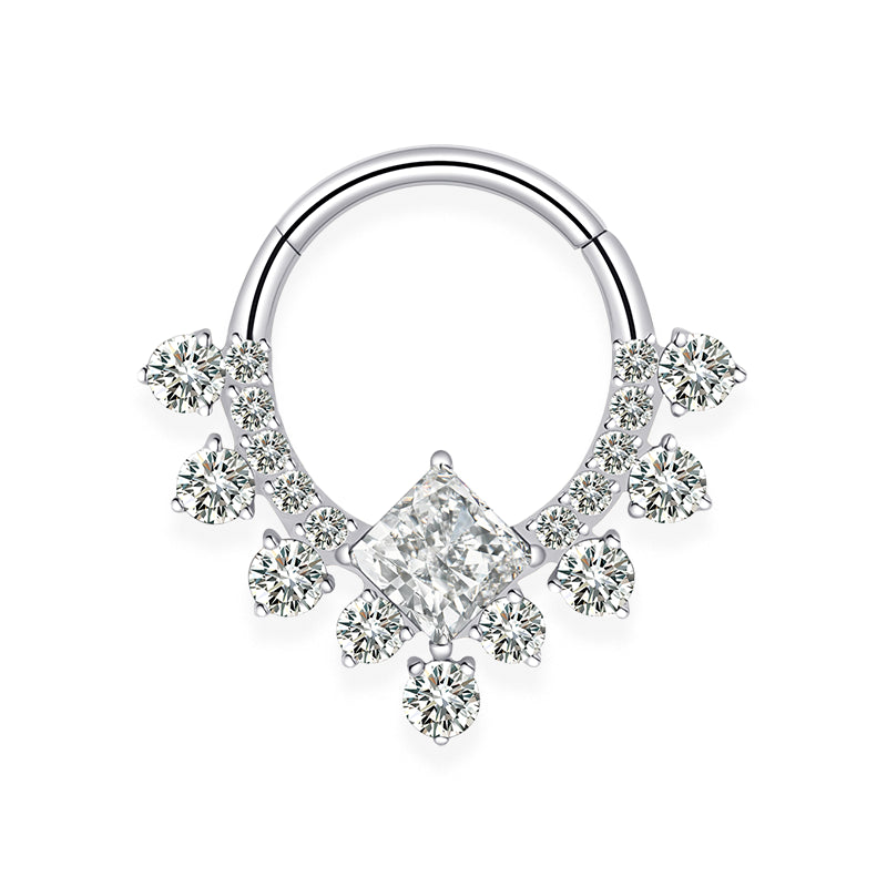 Piercing anneaux titane argenté/doré avec full strass blanc ou strass noir