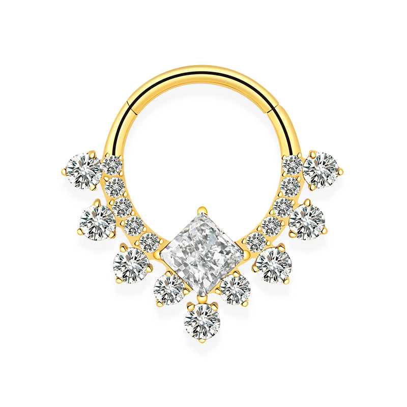 Piercing anneaux titane argenté/doré avec full strass blanc ou strass noir