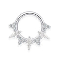 Piercing anneaux titane argenté /doré trois grande spike et 4 petite spike avec strass zircon