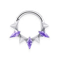 Piercing  anneau argenté/doré pointe spike améthyste