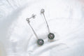Boucles d’oreilles argent et perles ovales (3)