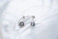 Boucles d’oreilles argent et perles cerclées (7)