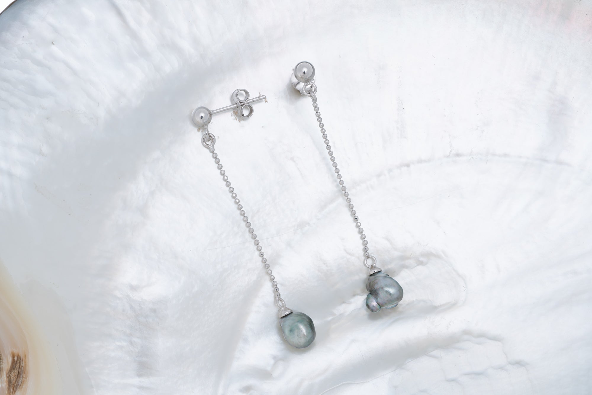 Boucles d’oreilles argent et keishis (2)