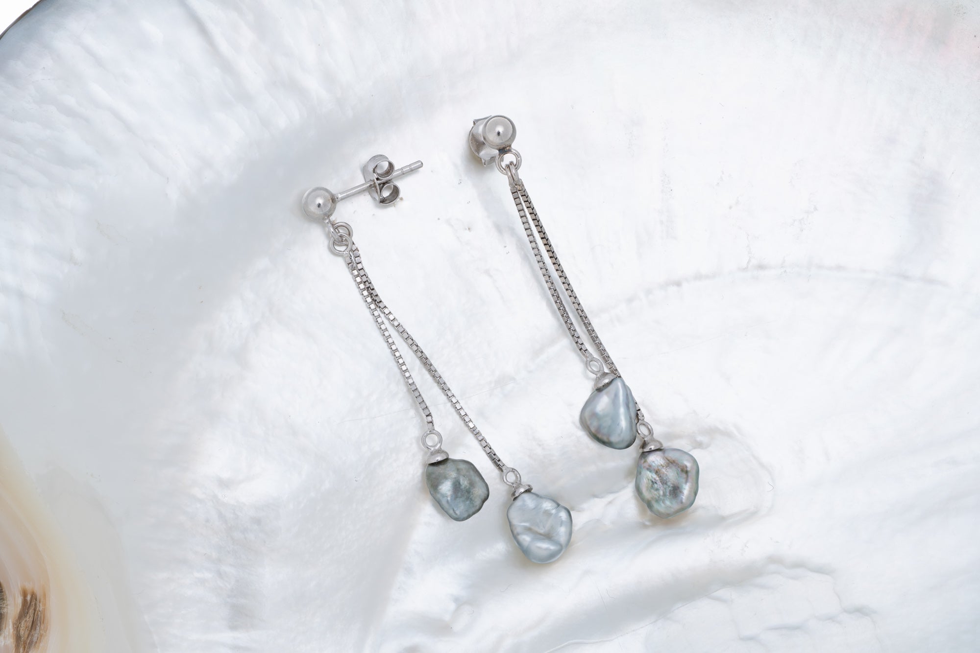 Boucles d’oreilles argent et keishis (3)