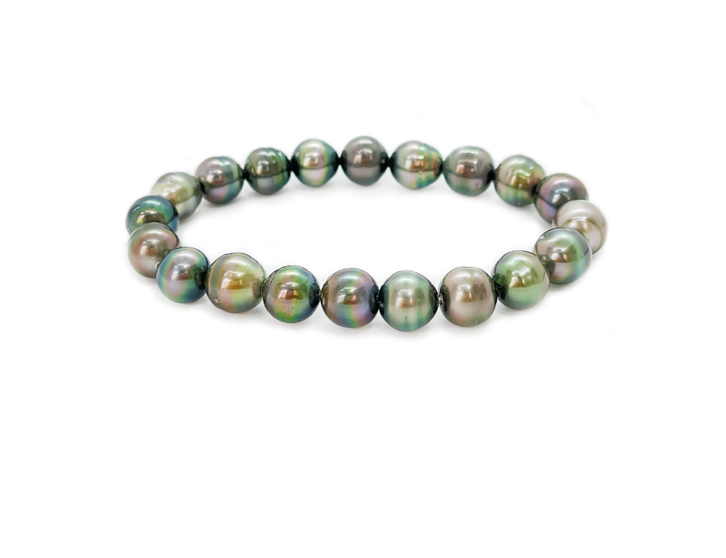 Bracelet élastique avec perles cerclées 9-10 mm