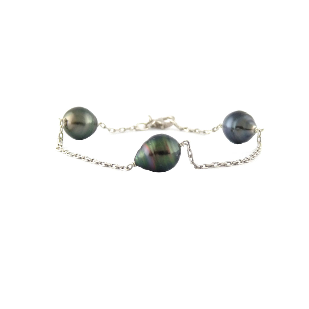 Bracelet argent et perles cerclées