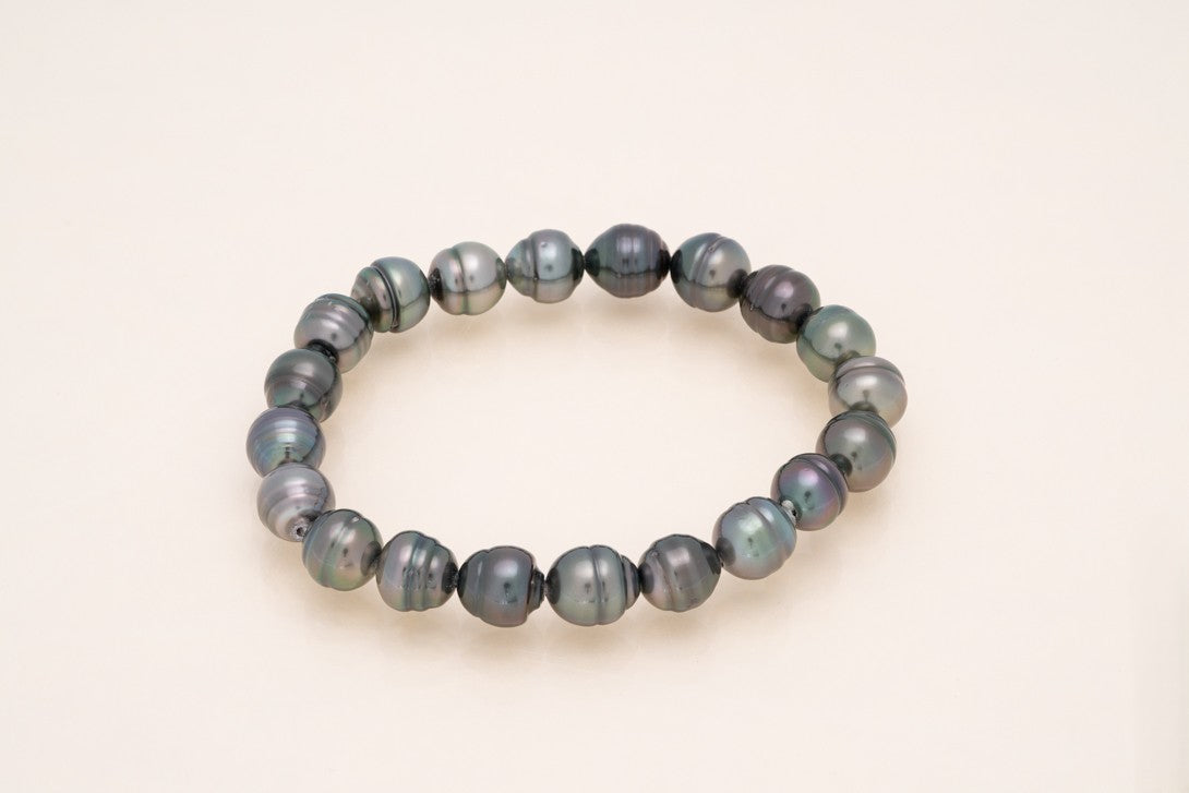 Bracelet élastique avec perles cerclées 8-9 mm