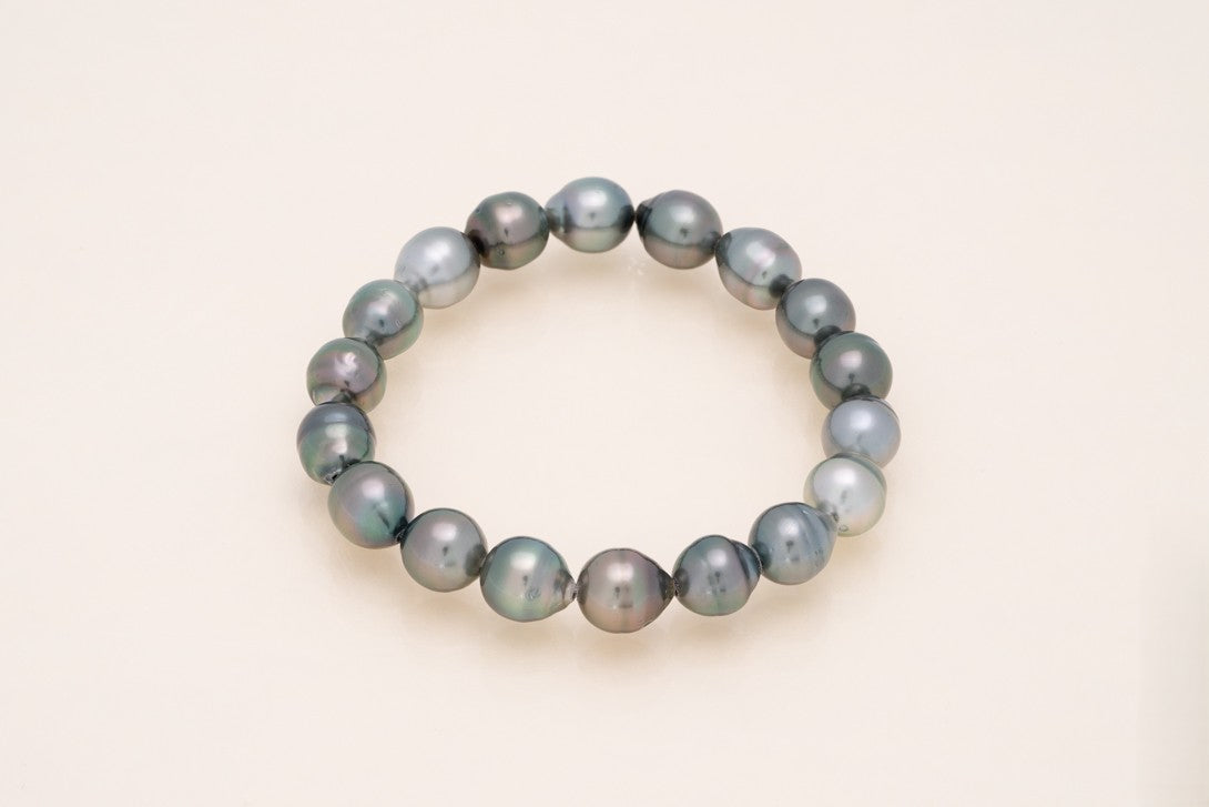 Bracelet élastique avec perles cerclées 9-10 mm