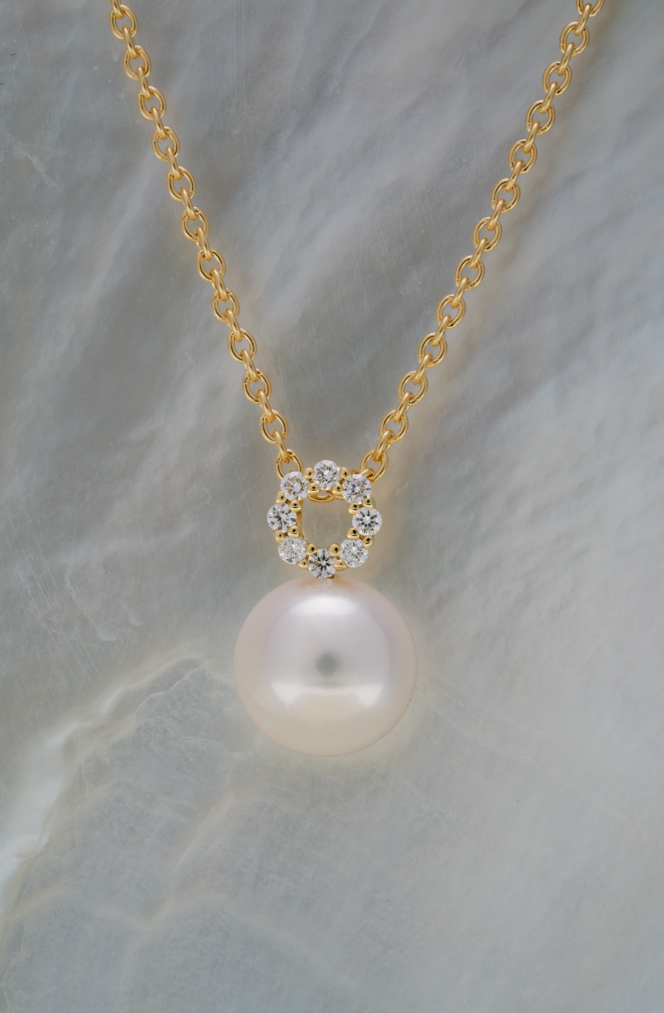 Pendentif or, diamant et perle akoya (2)