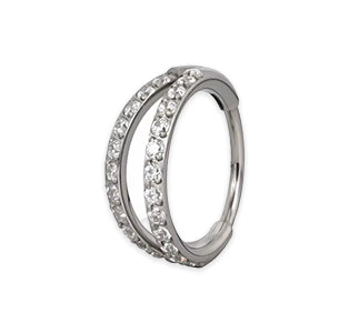Anneaux nez double en titane avec zircon