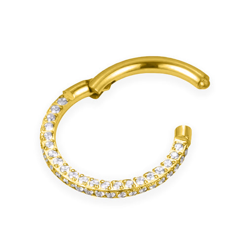 Anneau nez en titane avec les strass sur les trois faces