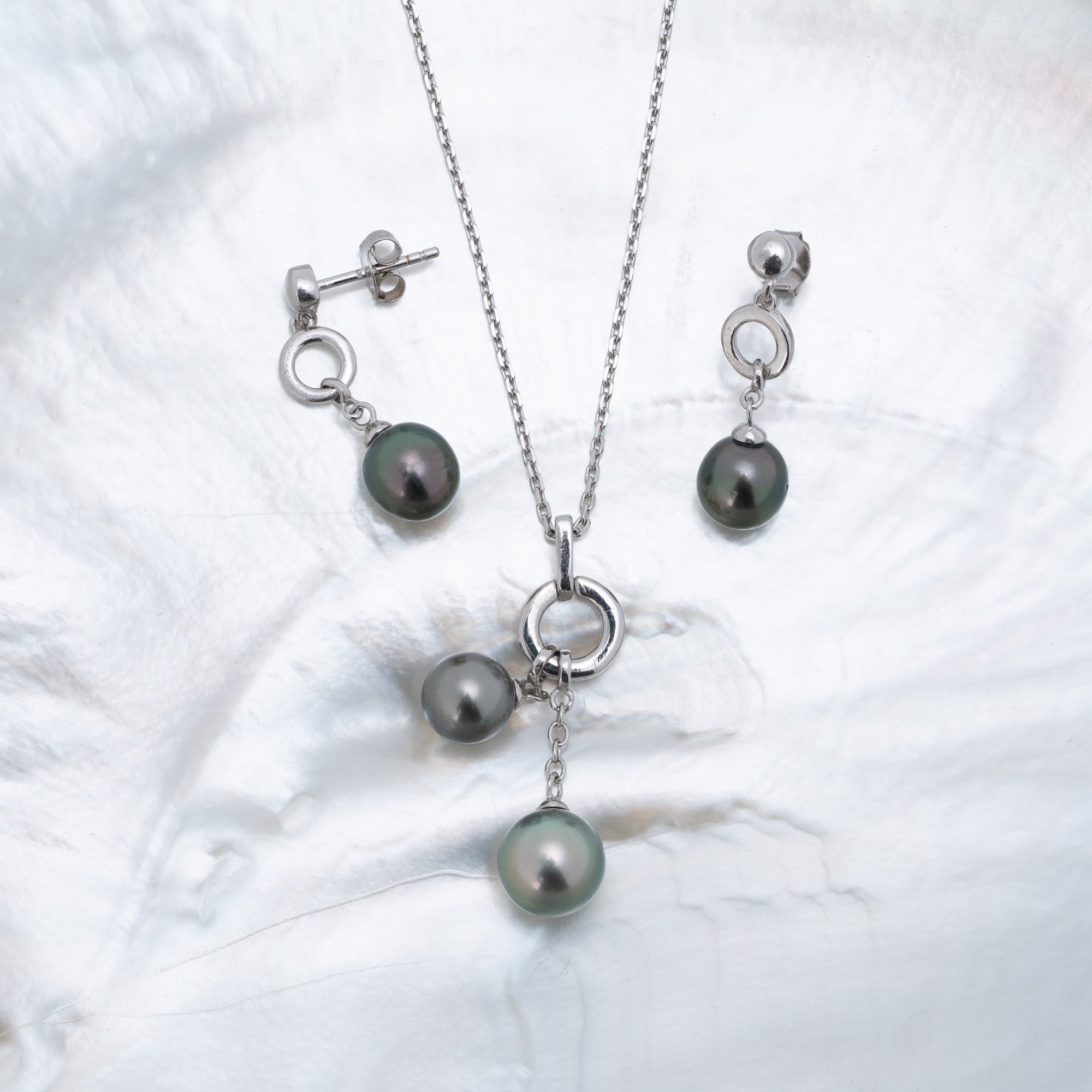 Parure argent et perles rondes