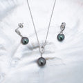 Parure argent et perles govales