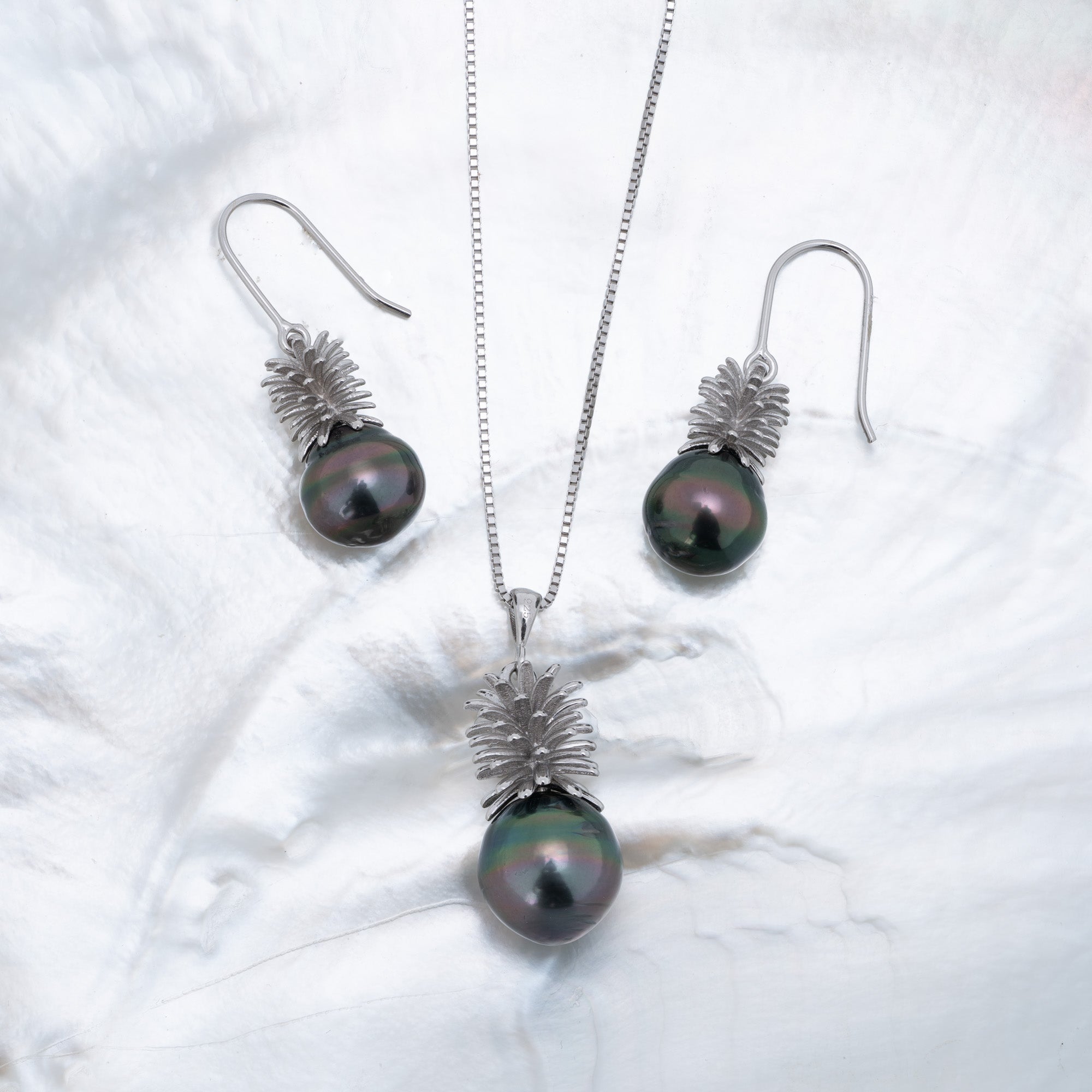 Parure argent et perles cerclées (4)