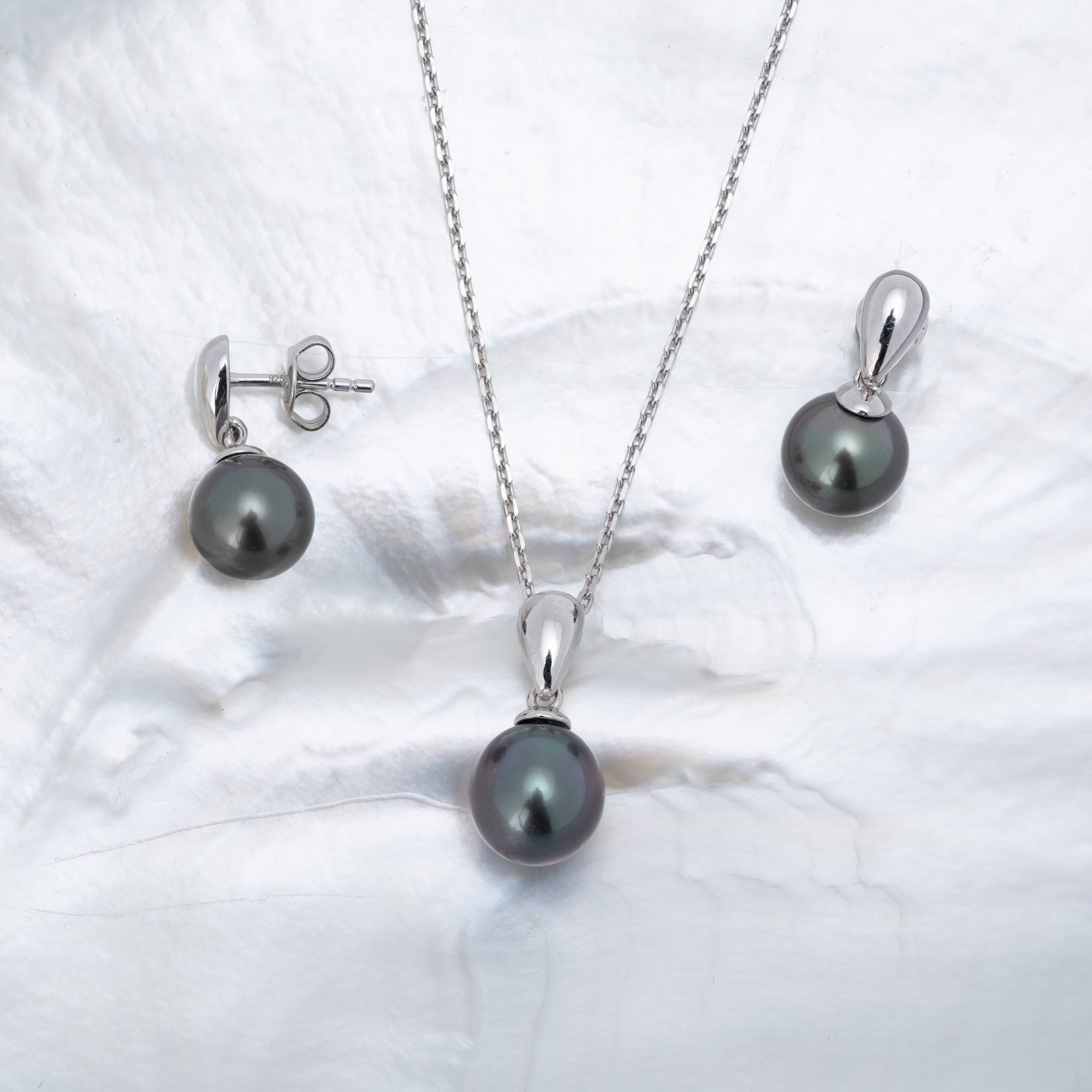 Parure argent et perles ovales (1)